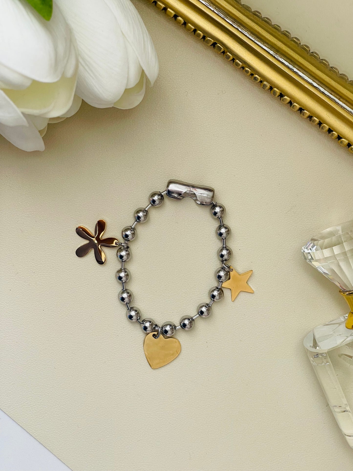 Stars, flowers & heart bracelet