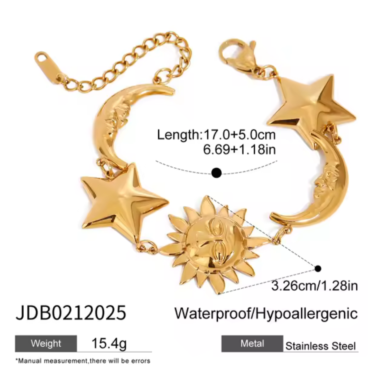 Sol luna estrella bracelet