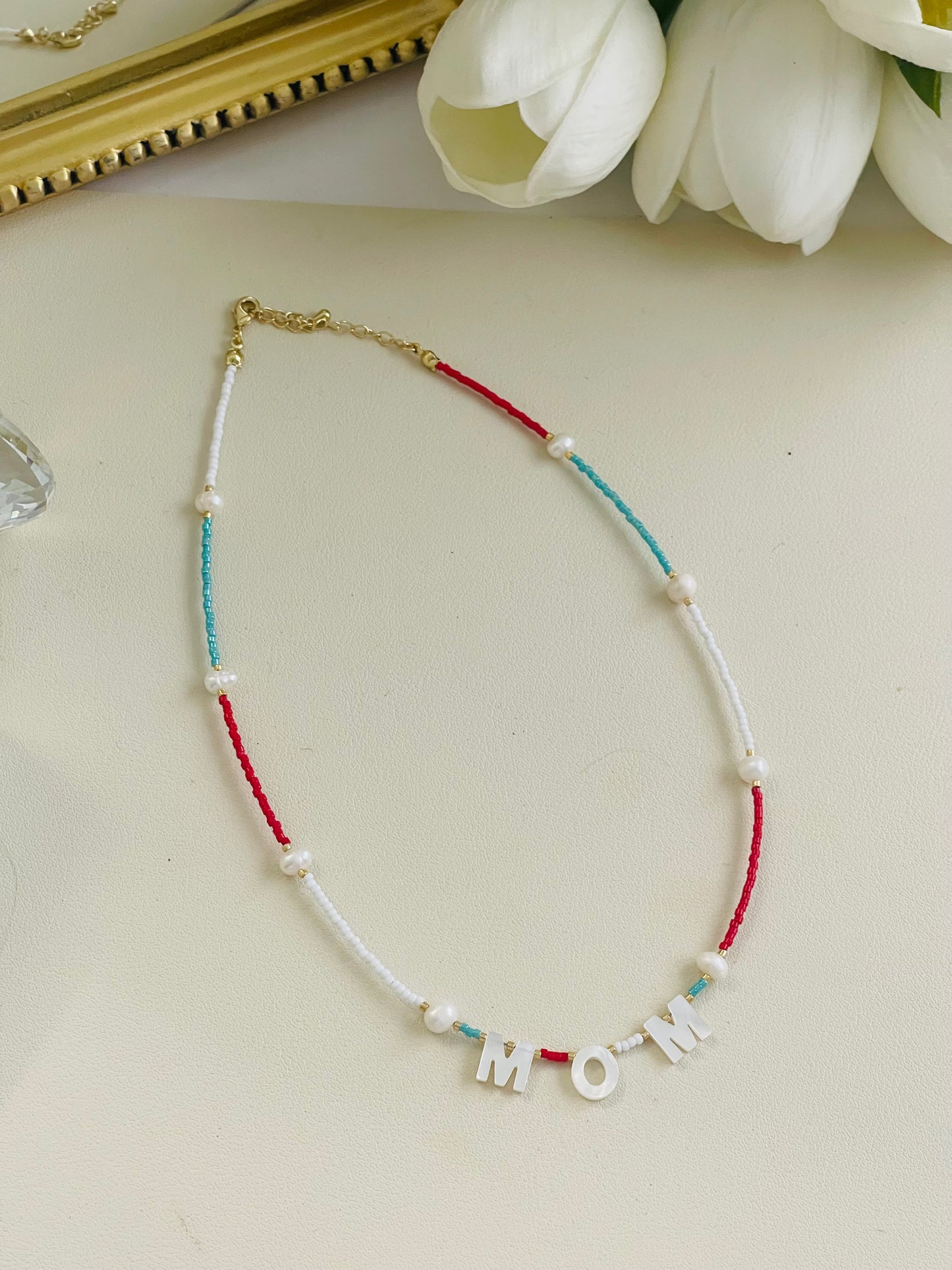 Mom beaded colorful necklace