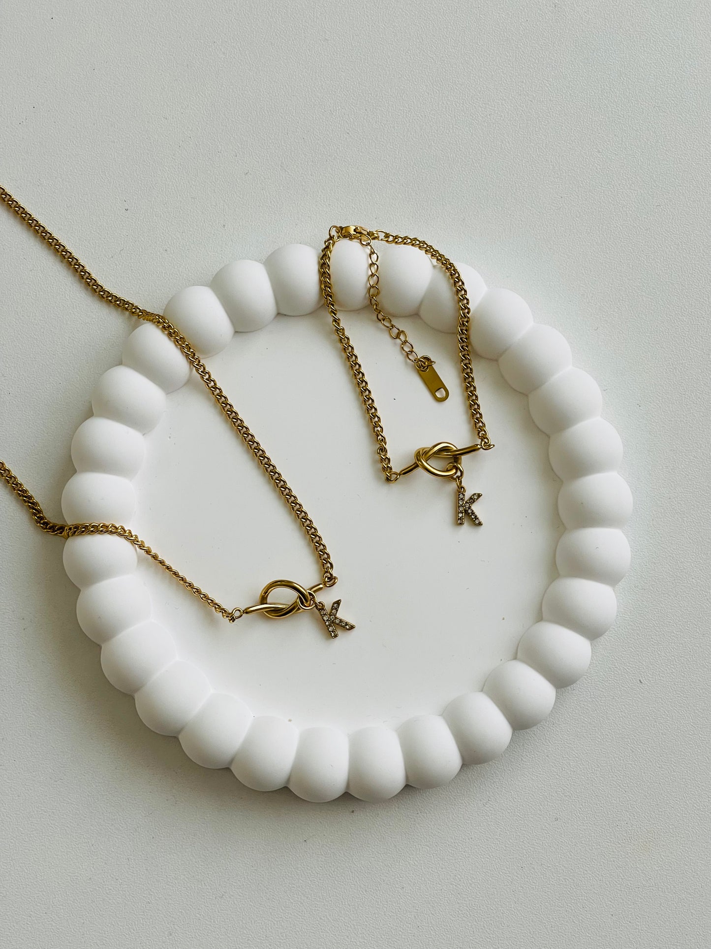 Initial Knots necklace & bracelet