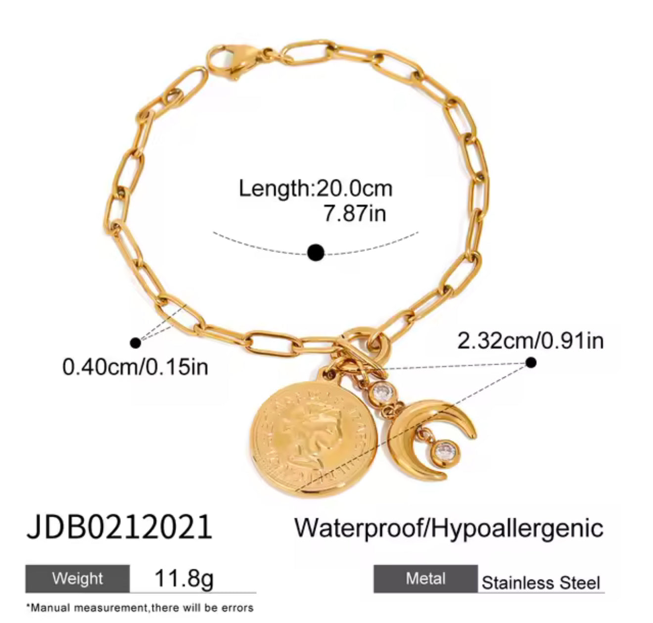 Moneda y luna bracelet