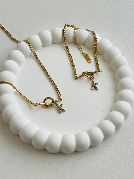 Initial Knots necklace & bracelet