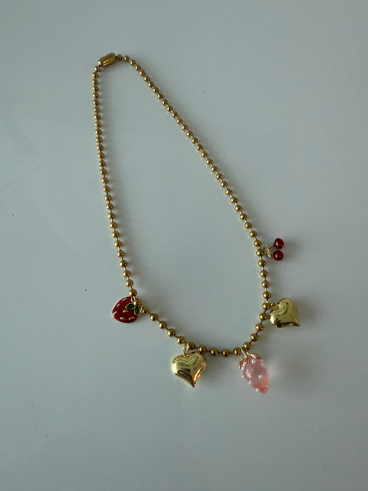 Hearts & strawberry necklace