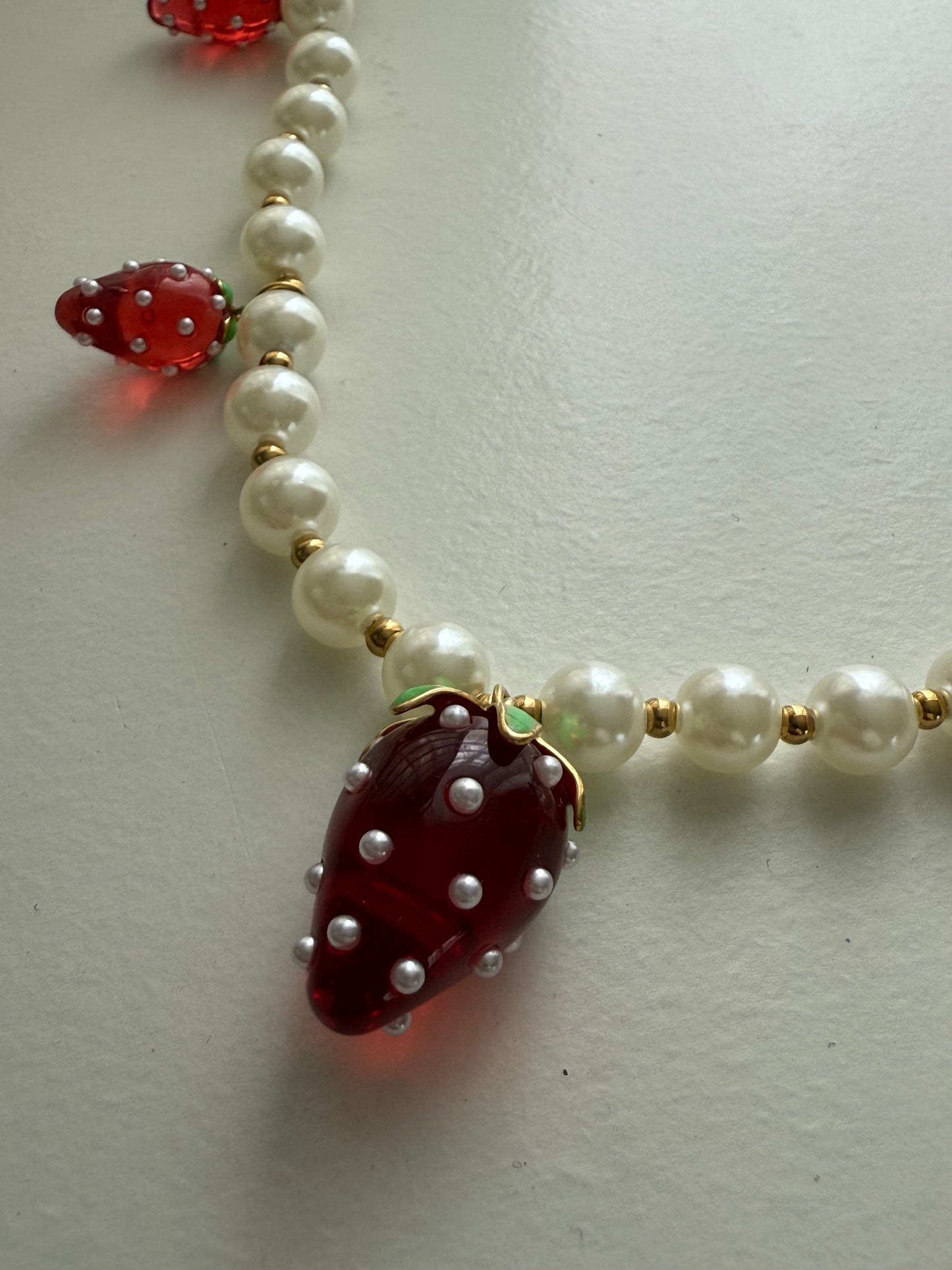 Strawberry and pearl necklace