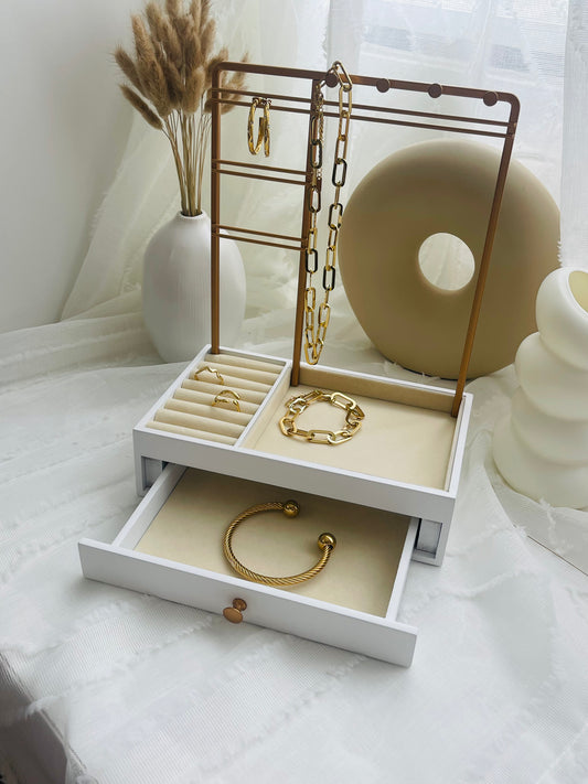 Joyero Blanco & Bronce