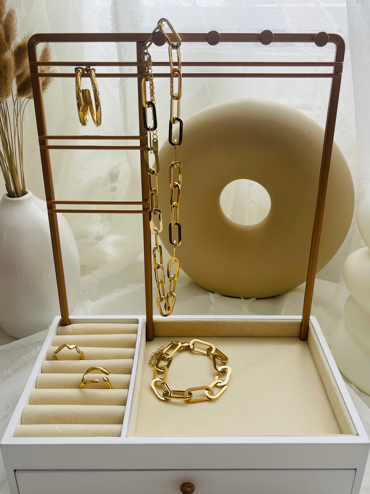 Joyero Blanco & Bronce