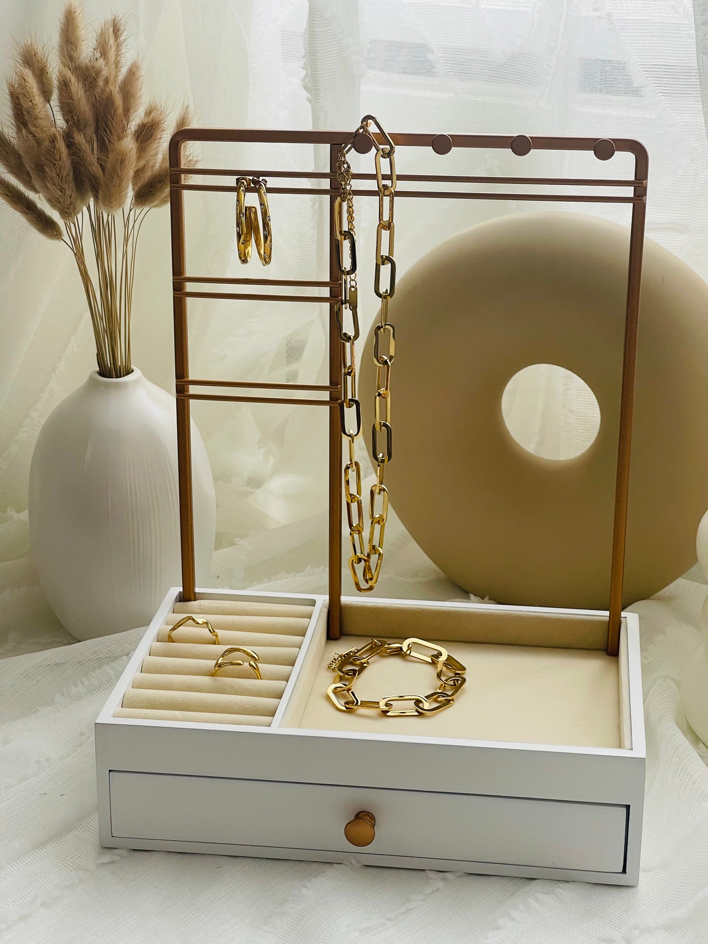 Joyero Blanco & Bronce