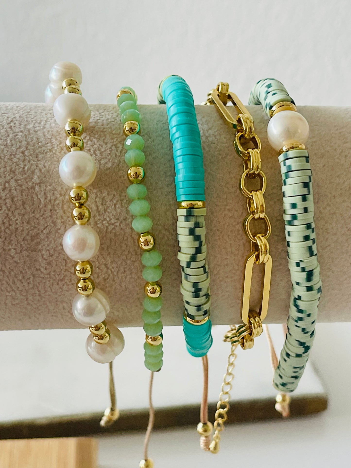 Blue bracelet stack