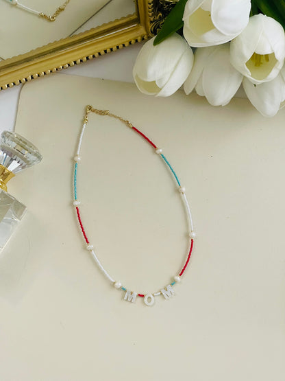 Mom beaded colorful necklace
