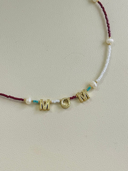 Mom beaded colorful necklace
