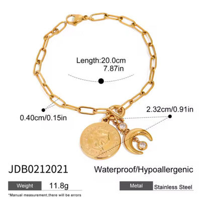 Moneda y luna bracelet
