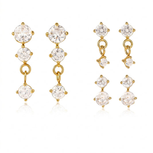 Sparkle trio earrings set