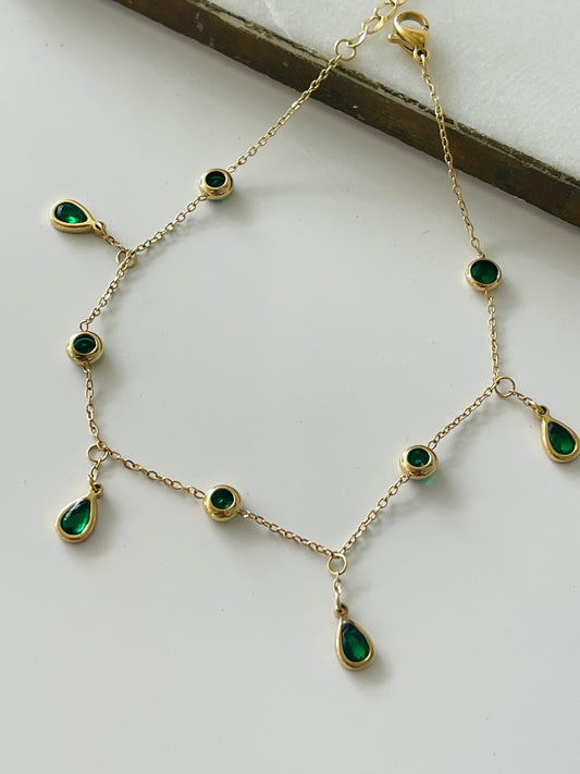 Ana Anklet Gold & Green