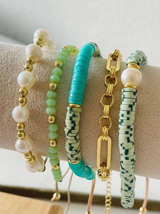 Blue bracelet stack