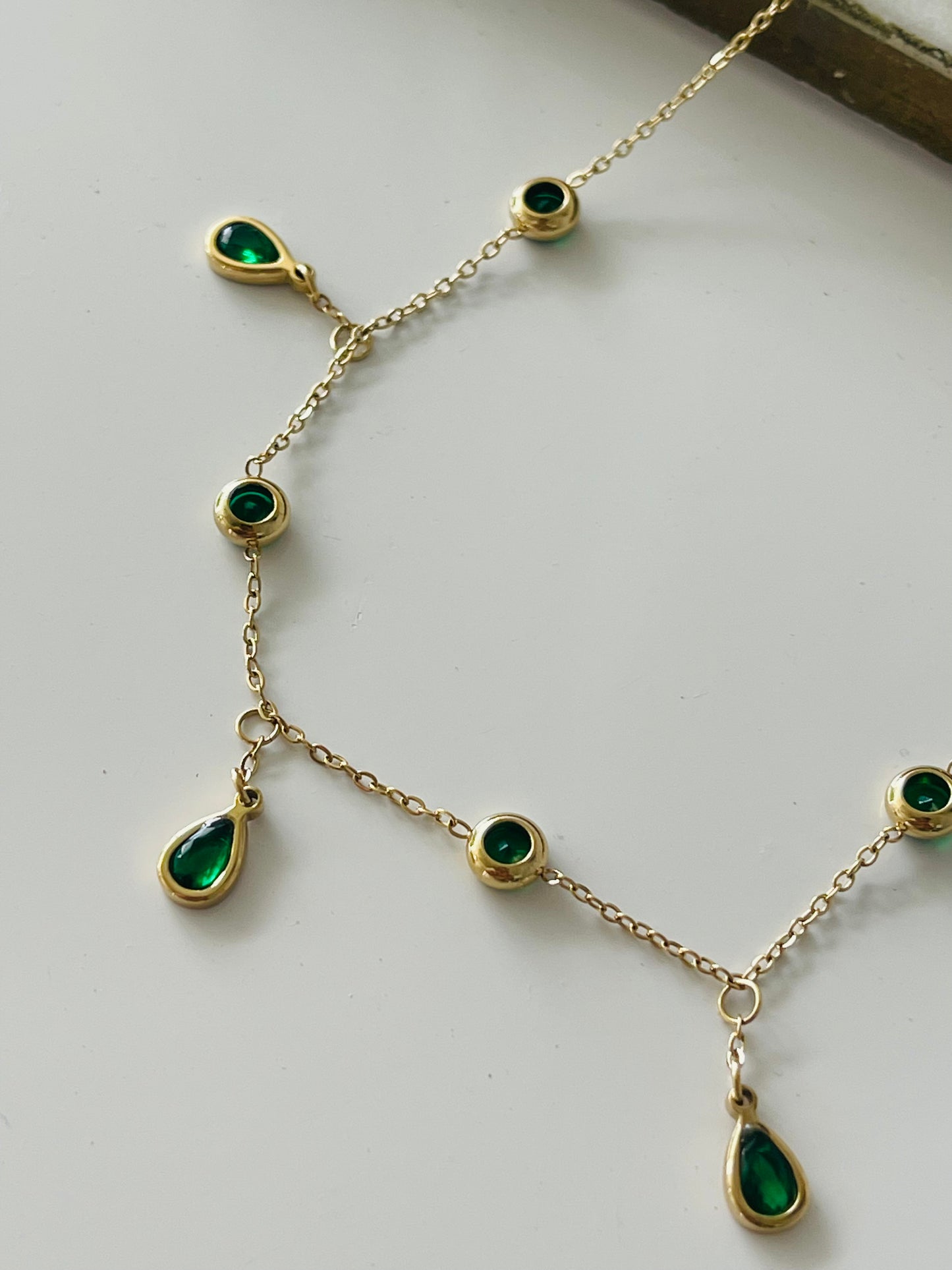 Ana Anklet Gold & Green