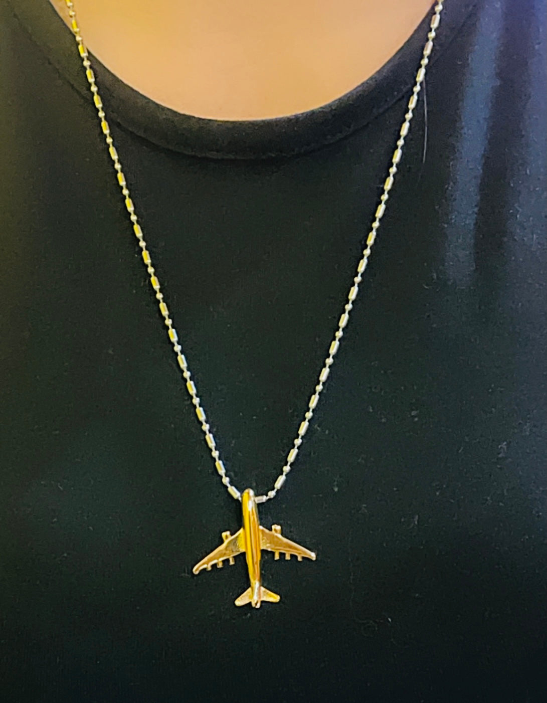 Airplane Necklace silver Gold